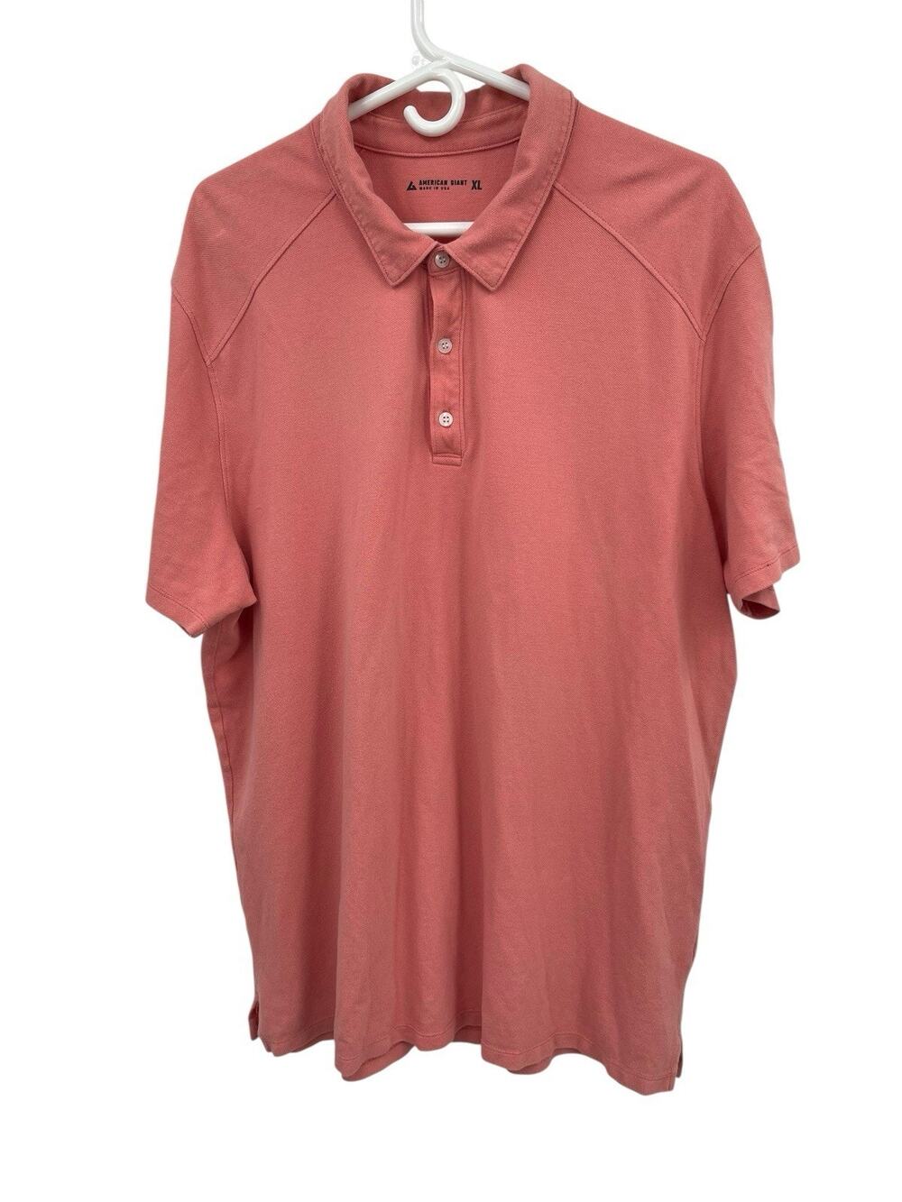 American Giant Polo Shirt Short Sleeve Peach Cotton Men’s Size XL